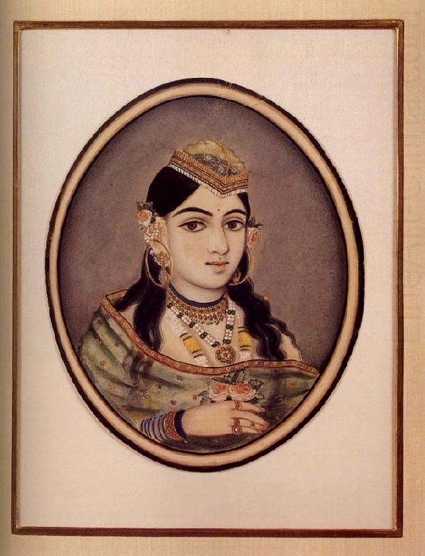 unknow artist A Courtesan of Maharaja Sawai Ram Singh of Jaipur Dressed for the Spring Festival china oil painting image